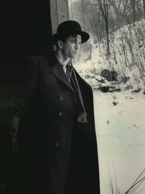 Mel Gibson (left) stands in the opening of the boxcar waiting for his cue to jump during filming of "Mrs. Soffel," a period drama shot on location at the Mid-Continent Railway Museum in North Freedom in February 1984. The 1985 film, also starring Diane Keaton, was about a love affair between the wife of a warden and one of his prisoners. This photo was published in the Feb. 14, 1984, Milwaukee Journal.