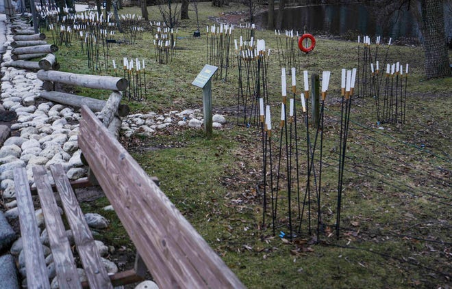 A lighting set up is displayed for visitors seen Tuesday, Dec. 5, 2023, at the Milwaukee County Zoo. Ebony Cox / Milwaukee Journal Sentinel